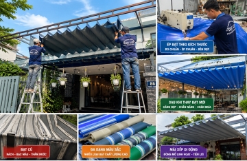 Thay bạt mái hiên mái xếp, ép bạt mái hiên mái xếp, cung cấp bạt mái hiên mái xếp tại Hà Tĩnh